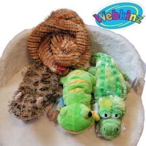 WEBKINZ GANZ Reptiles Bundle of 4 Plush New w Codes/ Tag Snake Croc Lizard Gecko